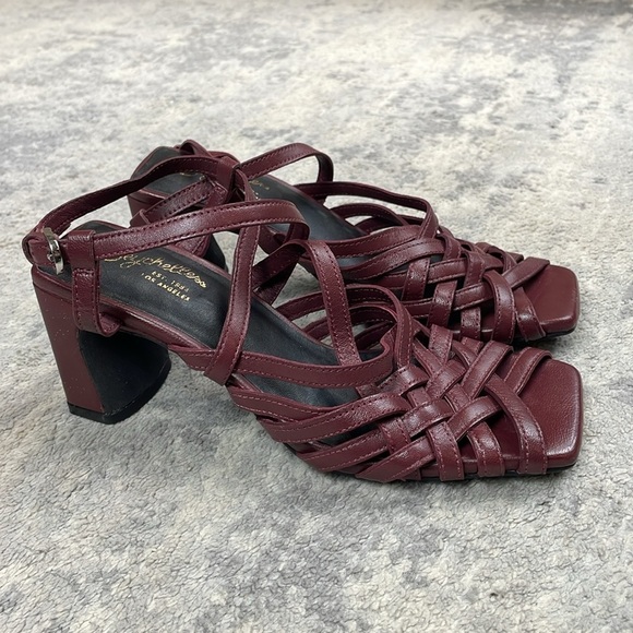 Seychelles Charter Leather Cross Cross Strappy Cage Sandals Chunky Heel Sz 6 - Picture 4 of 11